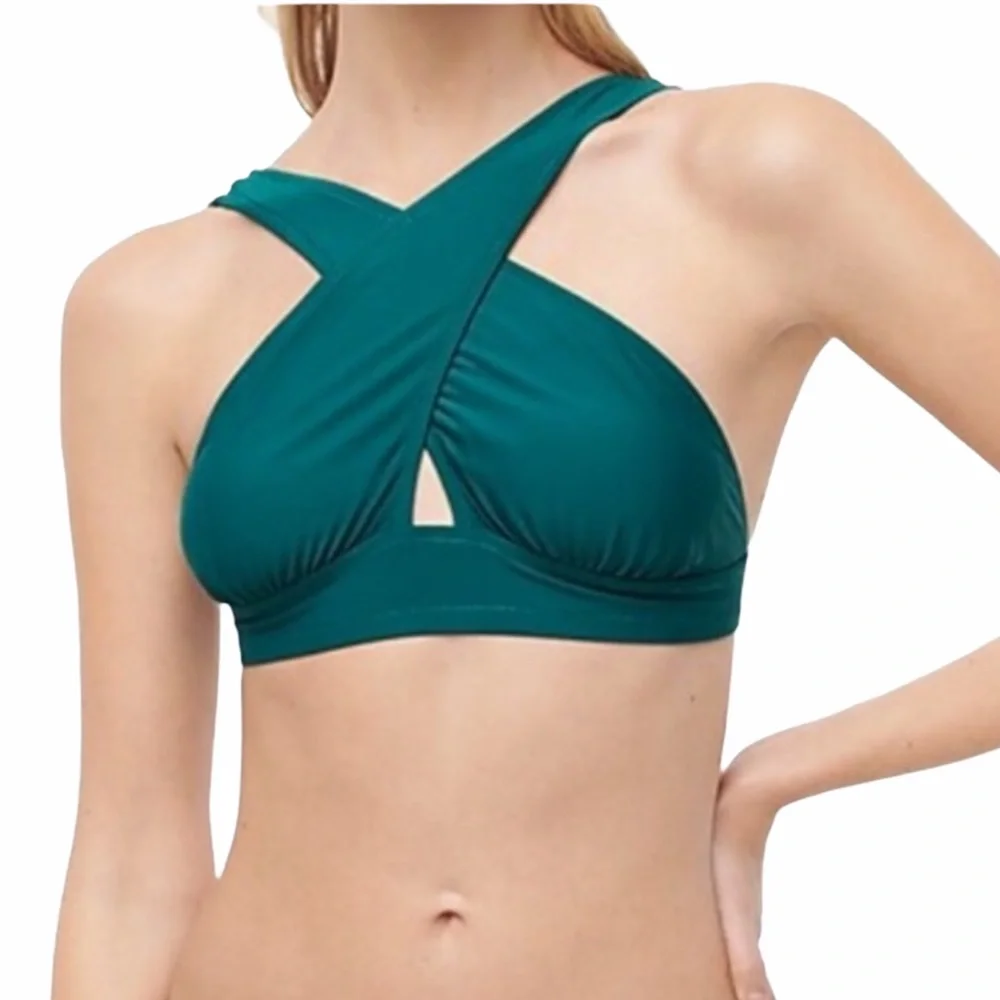 J Crew Crossed Halter Lowrider Bikini in Black Gingham Size S and L NWT